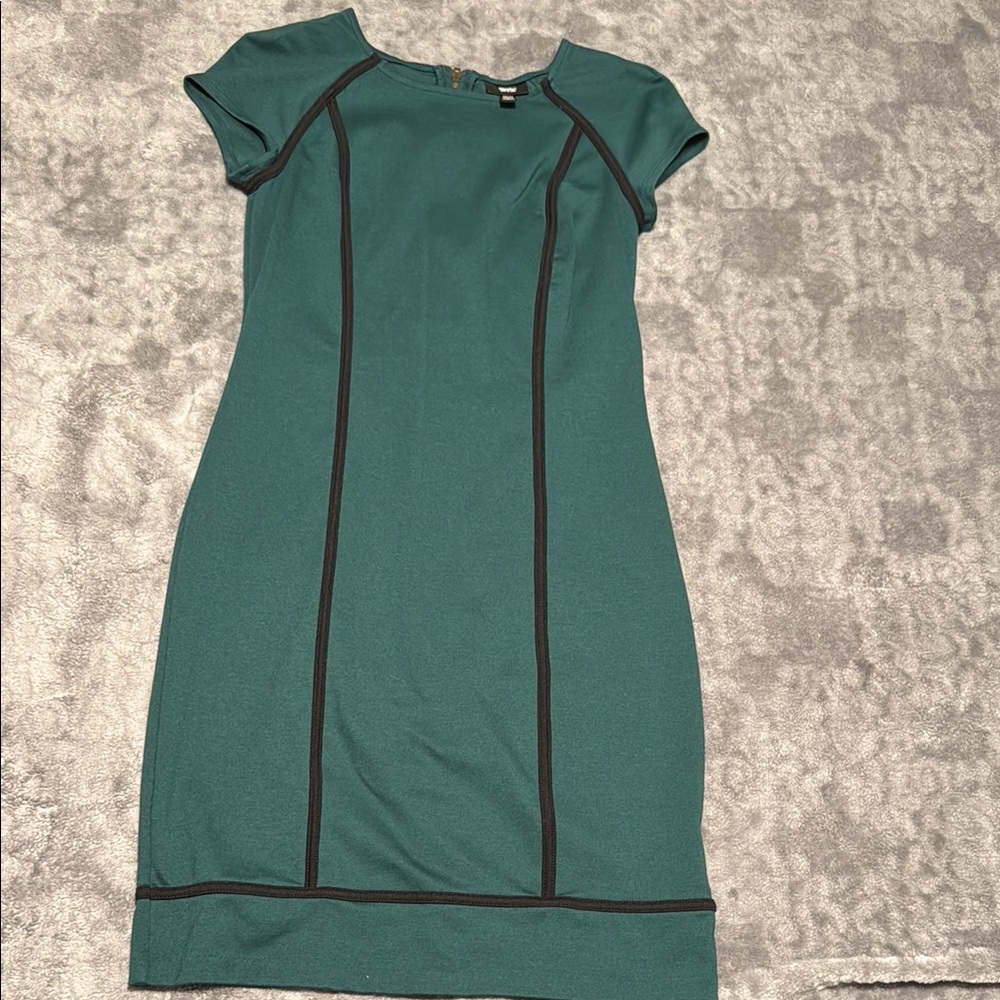 Elegant Teal Dress with Black Accents